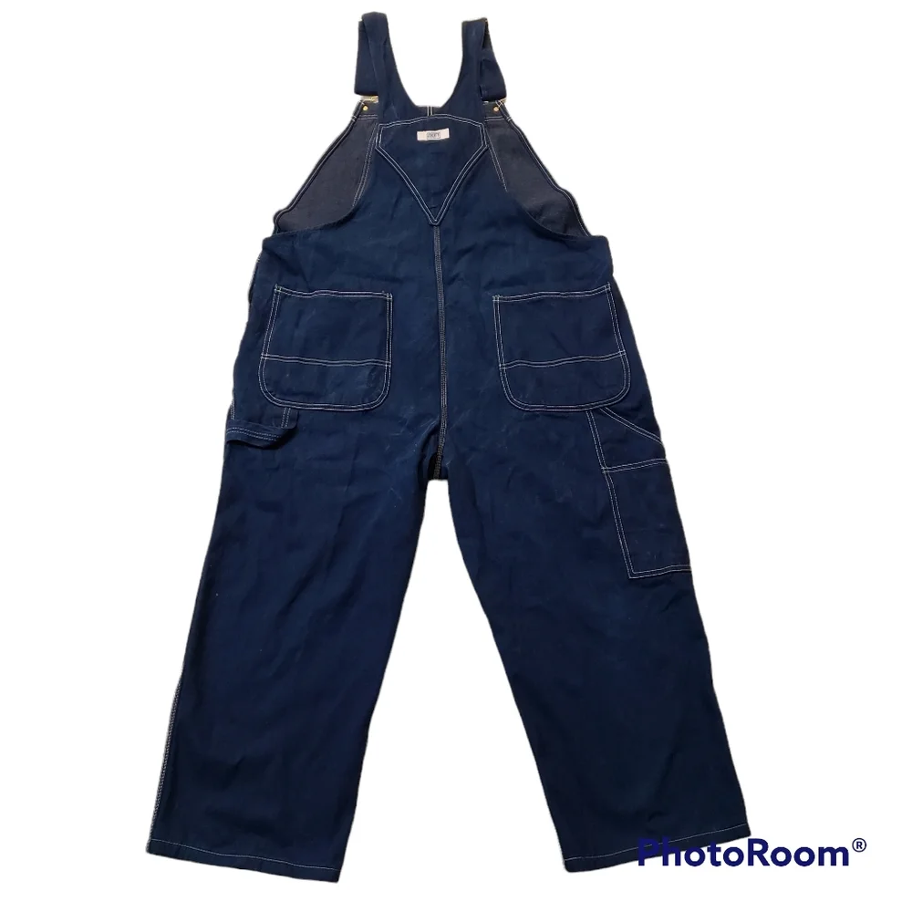 Liberty Overalls Men's Utility Work Overalls Size 46 X 30 Dark Wash‎ Denim. - Picture 2 of 6